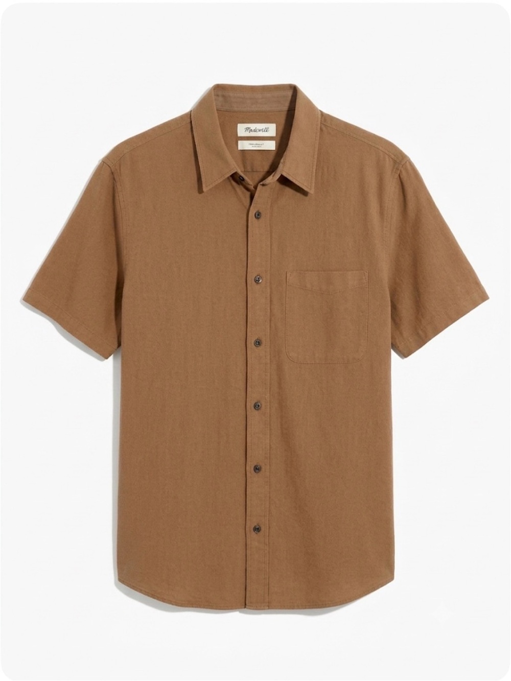 Preloved Madewell Men's Perfect Fit Cotton Button Down Brown Shirt Size Large